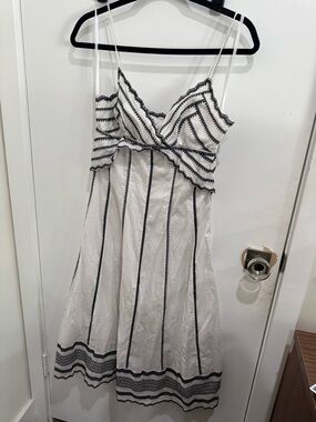 Eliza J White Midi Dress with Black Trim